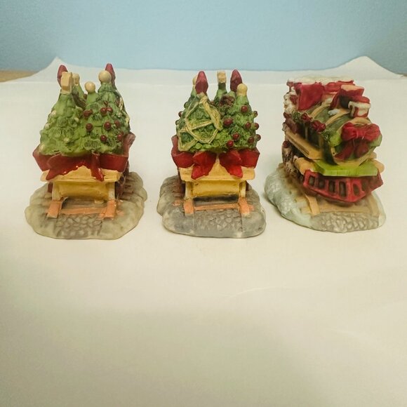 3 Piece Hand Painted Train Set Christmas Holiday Decor - Picture 6 of 11